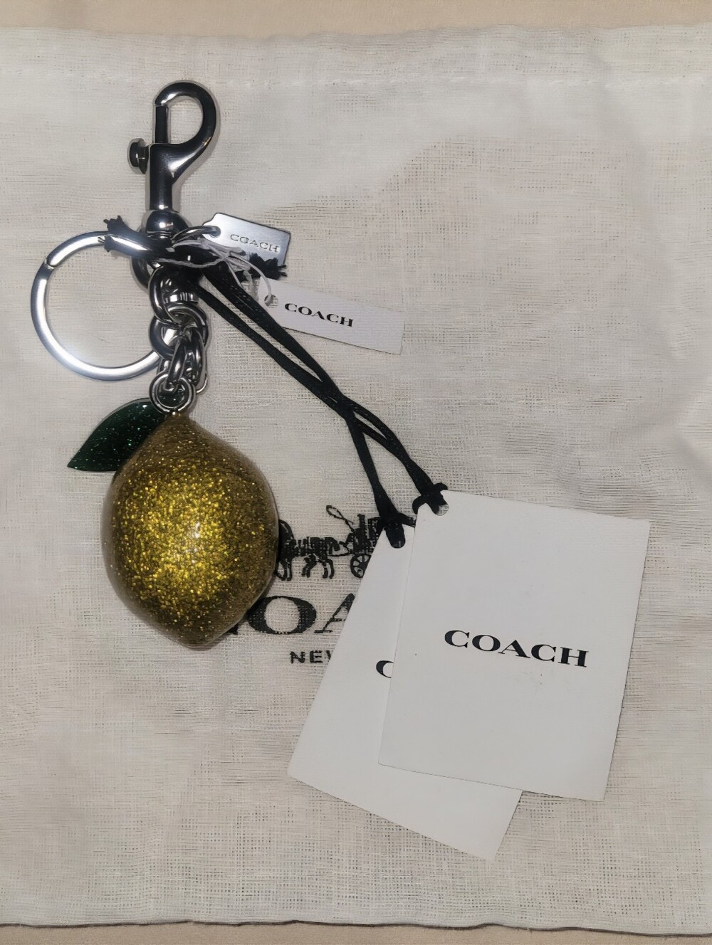 COACH Gold Glitter Lemon Keychain Charm